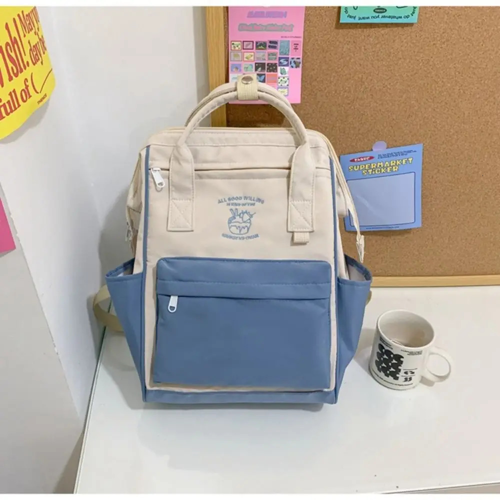 High Quality Canvas Laptop Backpack Lightweight Student Bookbag Schoolbag Durable Contrasting Colors Travel Bag 250606