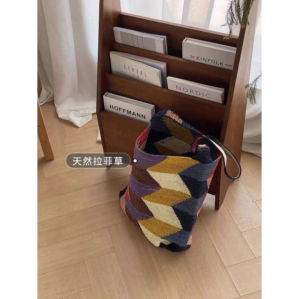 Color Raffia Straw Lady Shoulder Designer Handbags Large Bag Handmade Summer Beach Purses High-Quality Wholesale