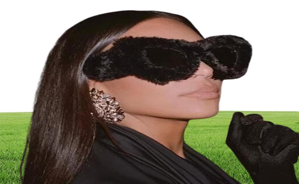 Sunglasses Fuzzy Cat Eye Women Black Brand Designer Oversized Sun Glasses Female Funny Party Eyewear Fashion Accessories9892508