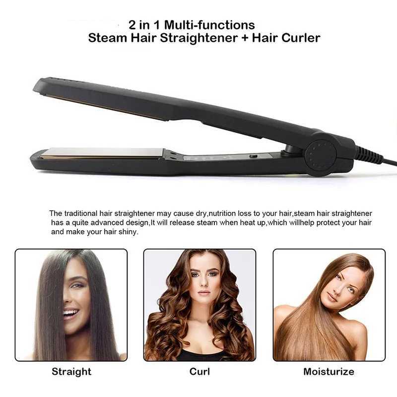 Kemei KM-329 Professional Hair Straightener Electric Hair Curler Flat Iron Negative Ion Curling Dryer and Straightening Brush W250610