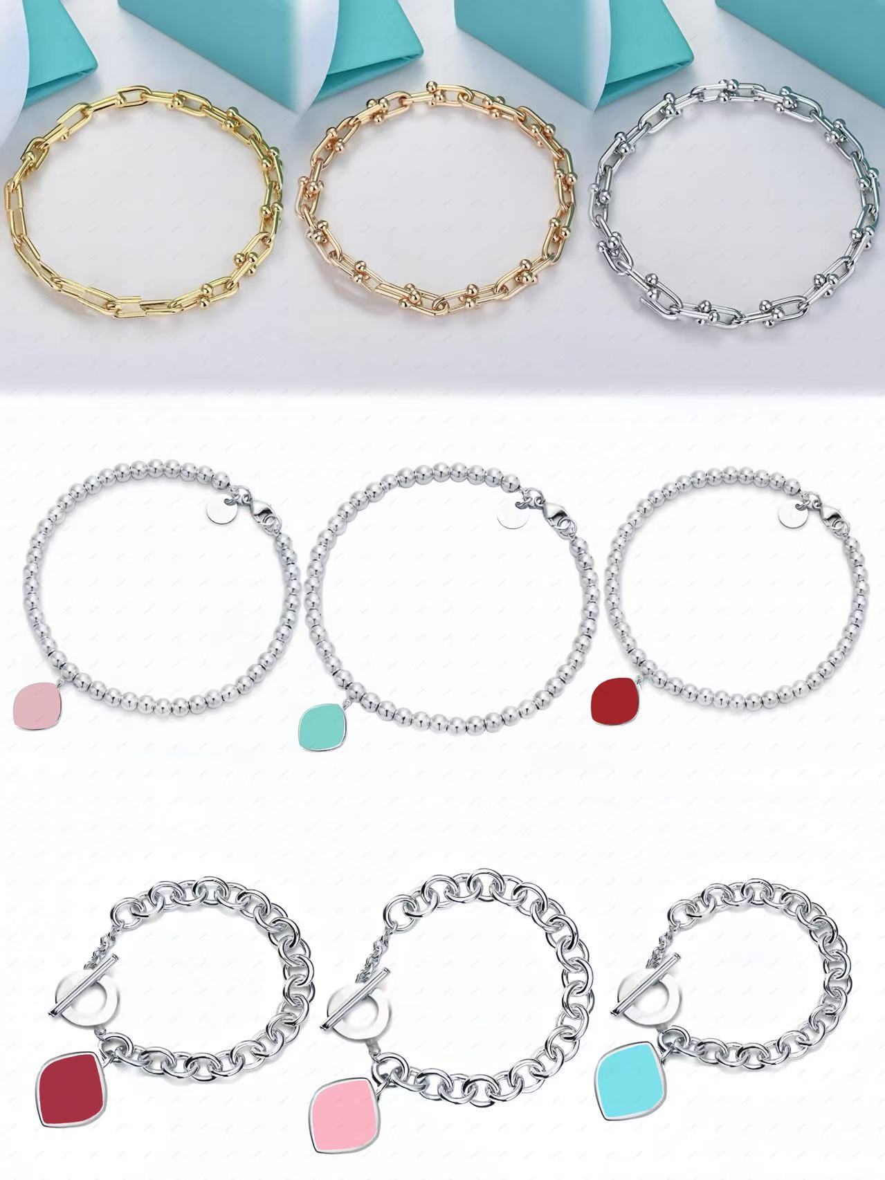 Bracelets Necklaces Designer for Women Silver Chain Luxury Classic Heart Set 18K Gold Party Gift Wholesale and Retail Stainless Steel Jewelry