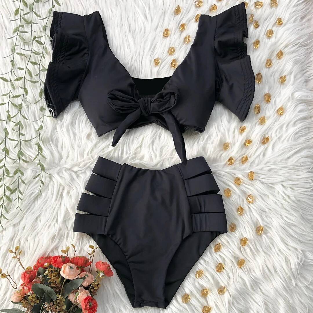 2025 New High Waist Swimwear Swimsuit Push Up Bikinis Women Bathing Suit Biquini Ruffle Bikini Summer Beach Wear