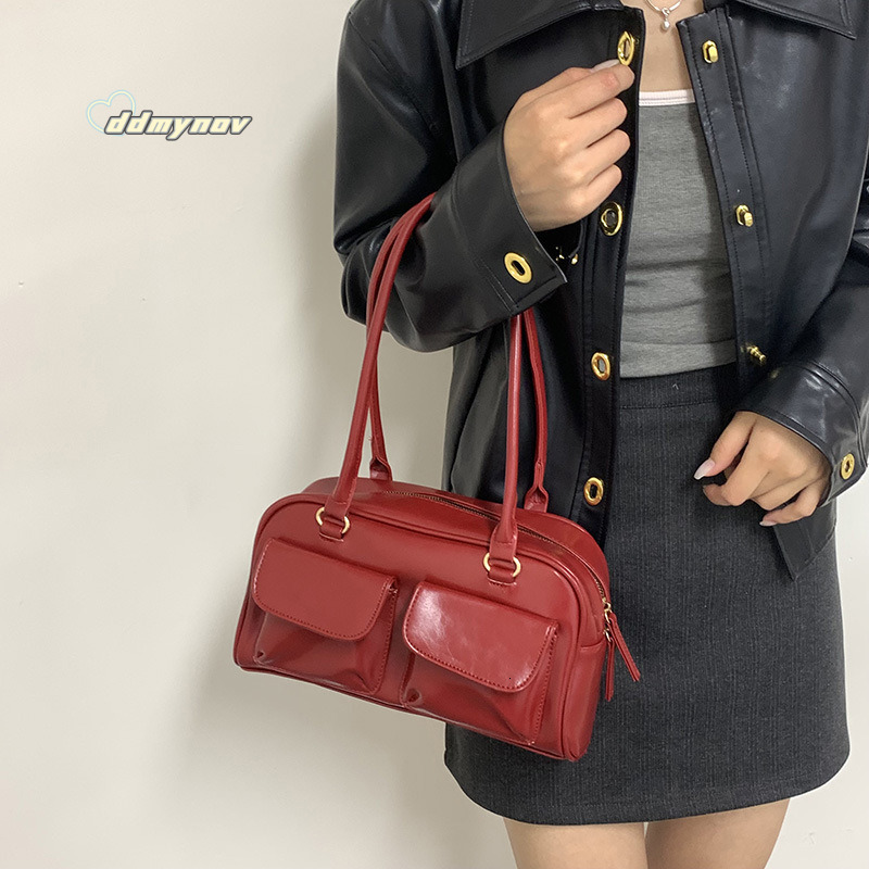2024 New Solid Color PU Large Capacity Underarm Shoulder Korean Fashion Women's Bag ddmynov
