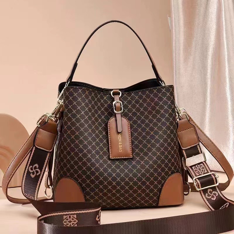 Hot Selling New Exquisite Women's Bagpu Plaid Bucket Large Capacity Shoulder Crossbody Bag Ladies Bags