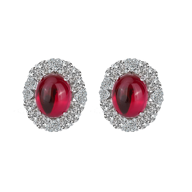 Women's Versatile Fashion Accessory: Sophisticated Colored Stone Ear Studs Crafted from Premium Grade Silver