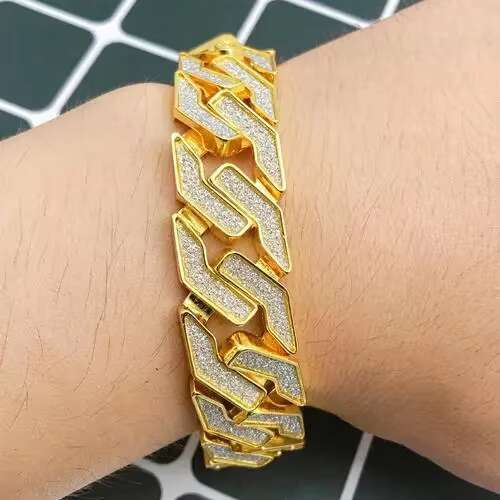 OACOCA 5A CZ Moissanite Hip Hop Mens Cuban Link Chain Necklace Silver and 18K Gold Bracelet Anklet Iced Out Cuban Necklace