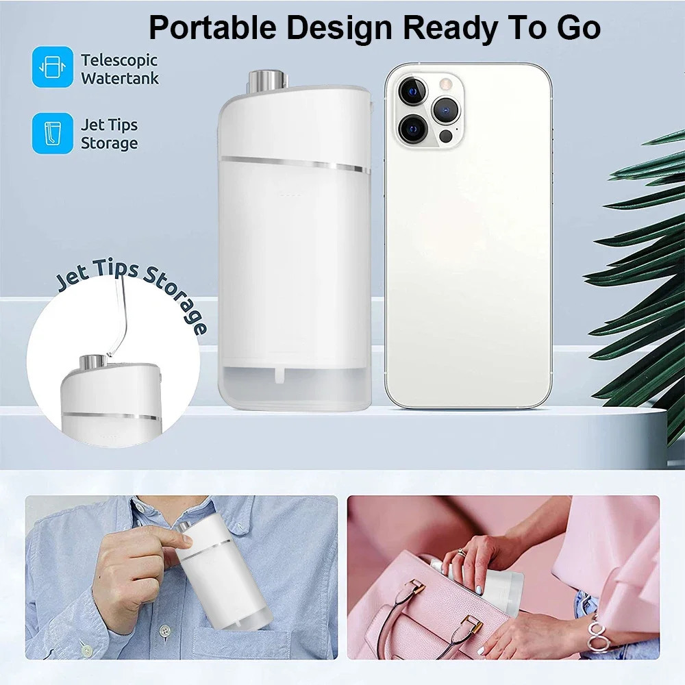 Mini Portable Oral Irrigator Travel Water Flosser On the Go Dental Flusher Water Pick 4 Nozzles Rechargeable Teeth Gum Cleaner 250605