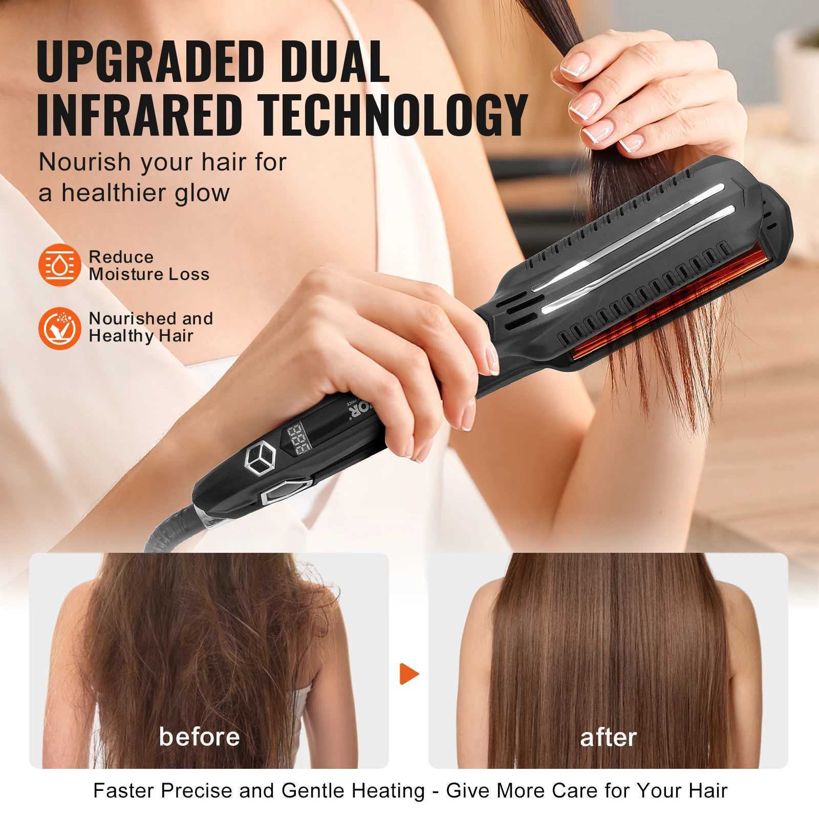 VEVOR Hair Straightener 1.5-inch Titanium Flat Iron Hair Straightener with LCD Display Fast Heating Hair for Salon Home Travel W250610