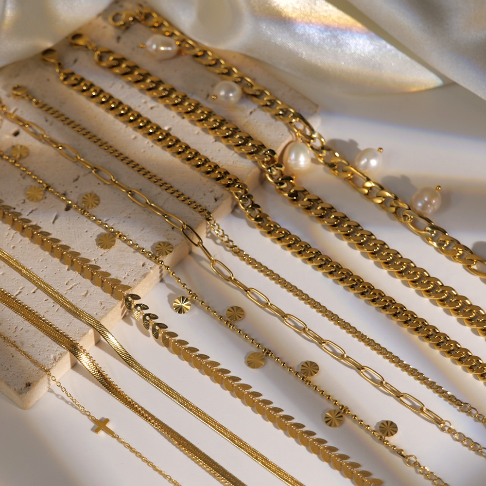 Non Tarnish 18k Gold Plated Anklet Bracelet Chain Summer Foot Chain Women Stacking Anklet Chain for Women Lady Summer Beach Fashion Jewelry Her Wife Birthday Gift