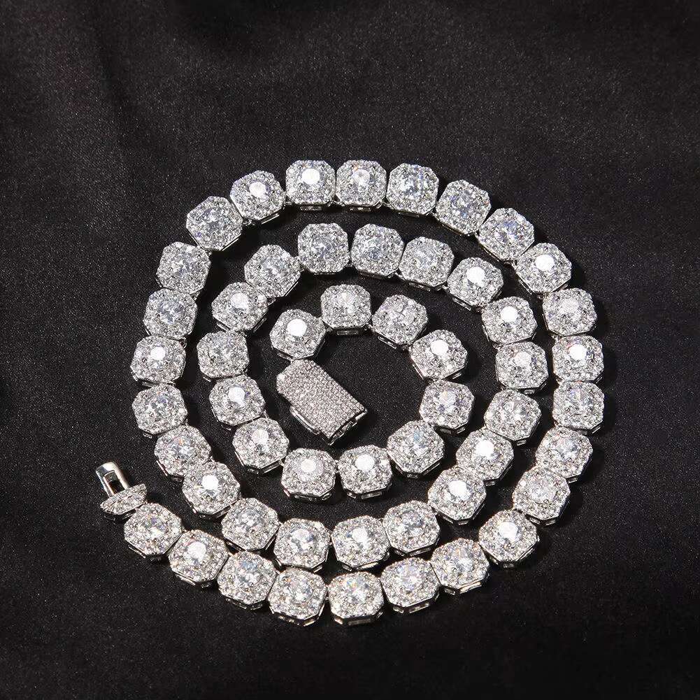 OACOCA 10mm 12mm Sterling Silver Hip Hop Jewelry Moissanite Vvs Tennis Chain Necklace