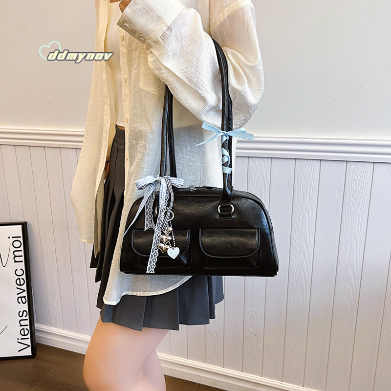 Yunzhen Same Style Bowling Ball Underarm 2025 New Y2K Trendy Girl Motorcycle Ins Niche Shoulder Bag ddmynov