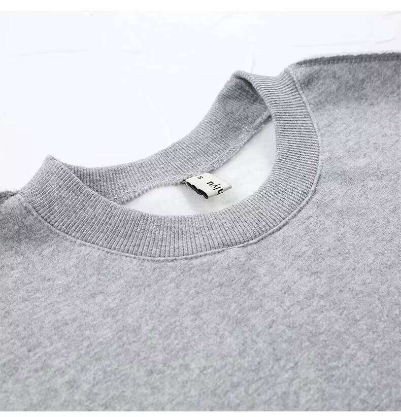 Winter Without Pockets Short Round Neck Sweatshirt Women's Thick Hoodie Plain High Quality