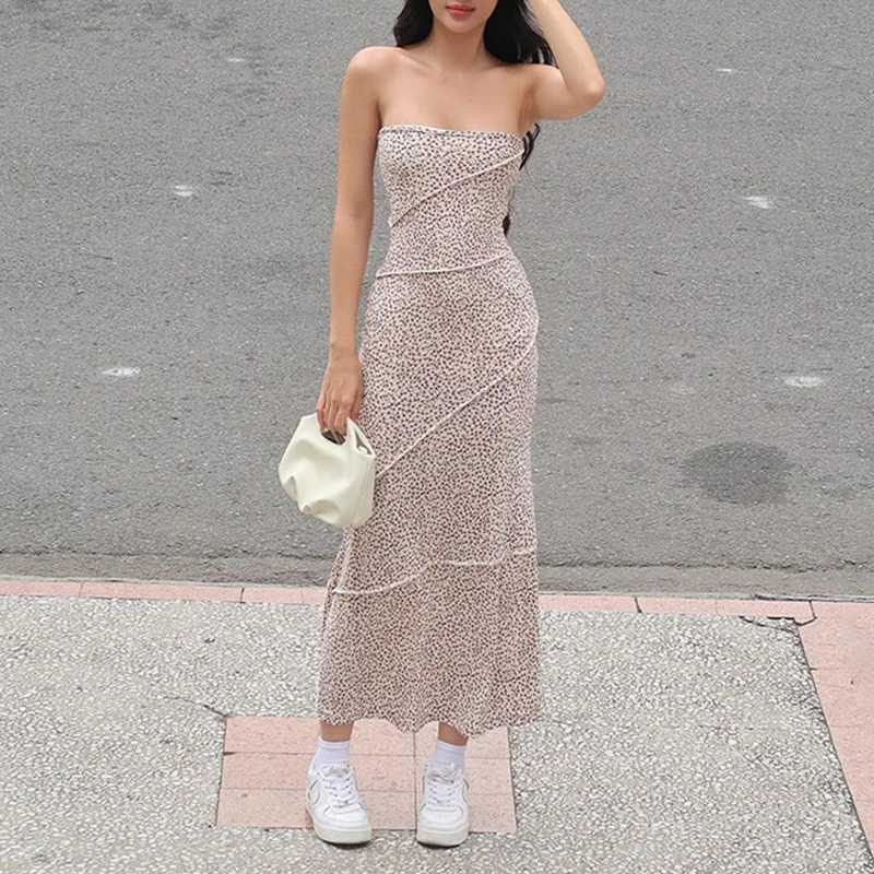 Strapless Sexy Dress Women Summer New Fashion Print Sleeveless Strap Off Shoulder Dress Bodycon Casual Elegant Club Party Dress XJ250610