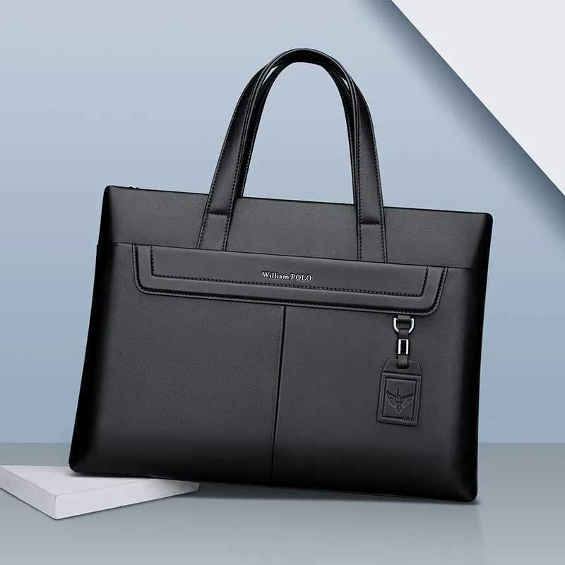 Mens leather briefcase fashionable laptop bag large capacity personalized backpack business shoulder bag W250610