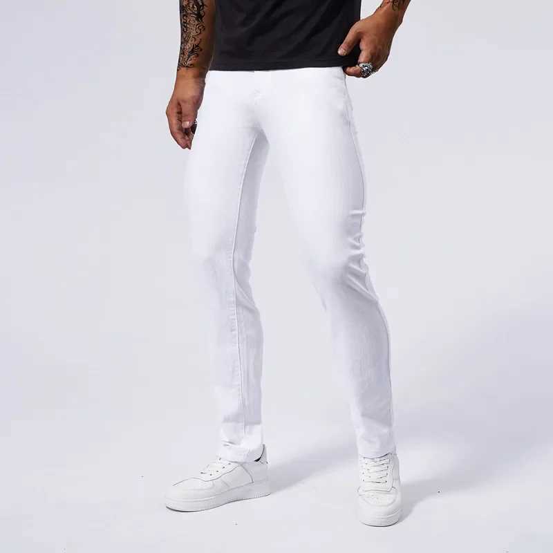 Mens White Casual Jeans New Denim Pants Comfortable Fashion Stretch Slim Fit Straight Trousers Male Clothing Streetwear M250610