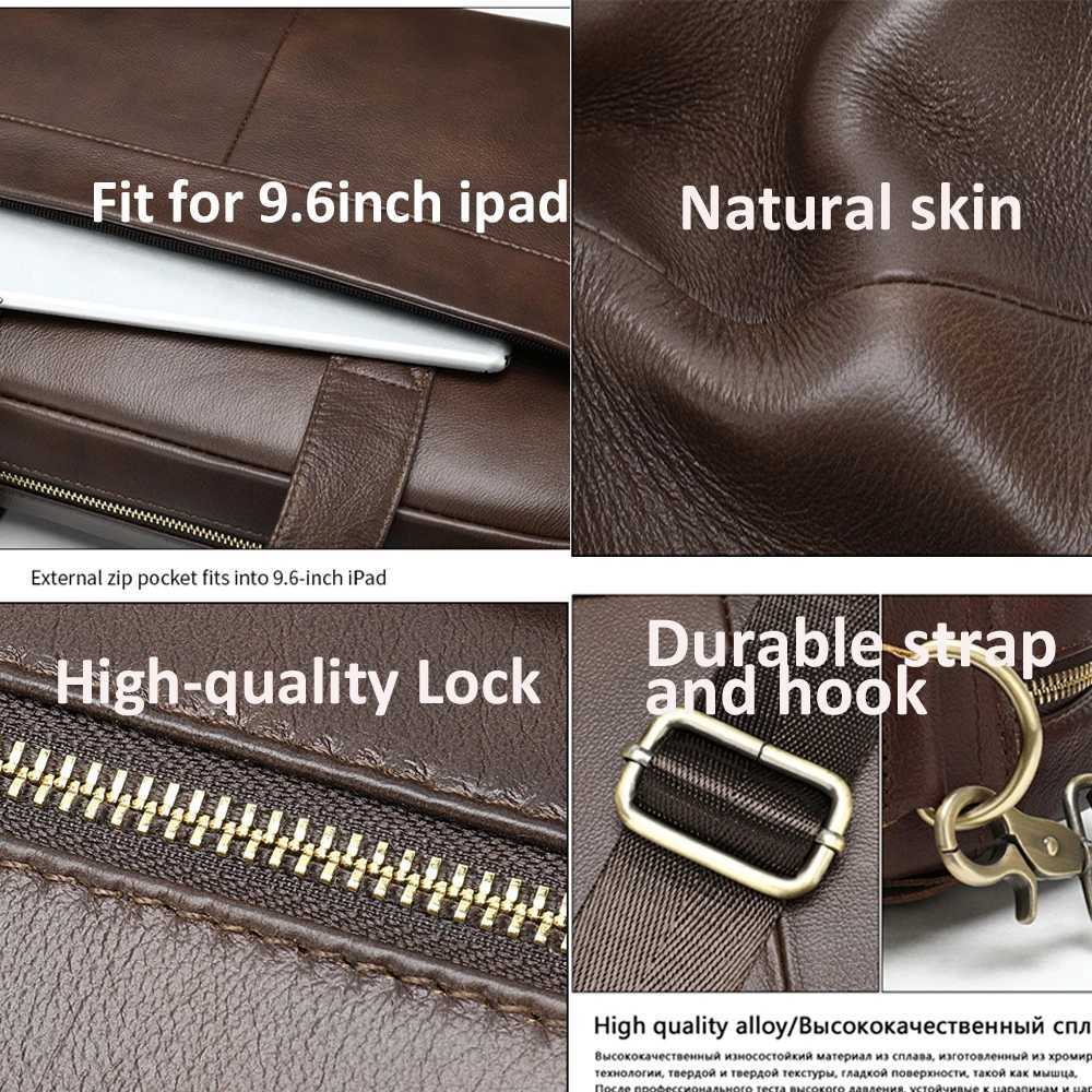 WESTAL Mens Bag Genuine Leather Men Briefcase for Laptop 14 Messenger Mens Leather Bag Business Portfolio for Document A4 7022 W250610
