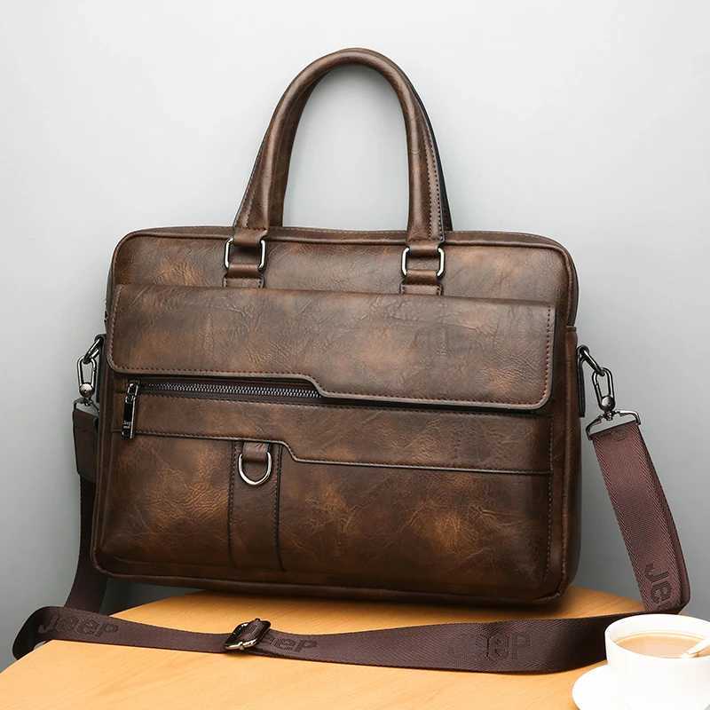 Multiple Pockets Briefcase Mens Large Capacity Office Shoulder Bag Waterproof Business Laptop Handbags Commute Crossbody Bag W250610