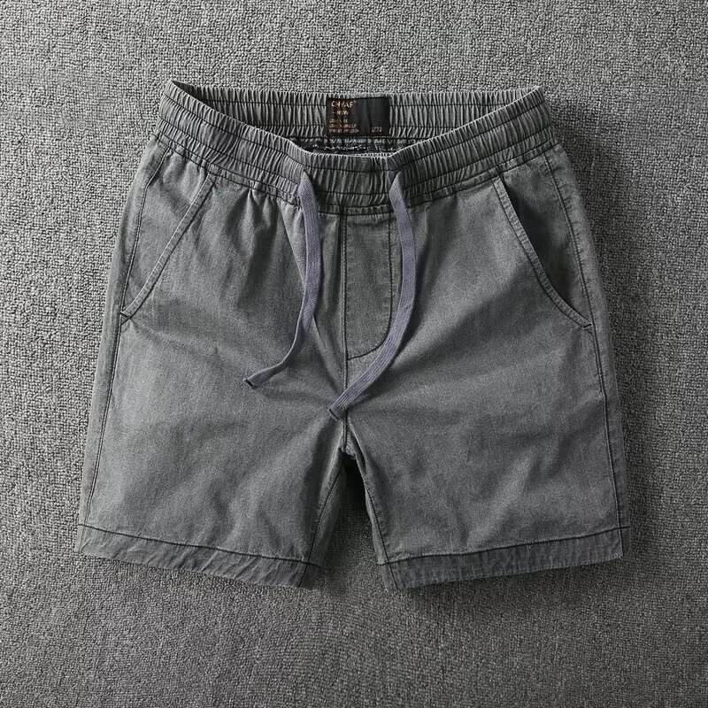 Summer Stretch Men's Casual Trendy Pure Cotton Slim Fit Cargo Five-Point Versatile Outdoor Wear Mid-Length Shorts B5