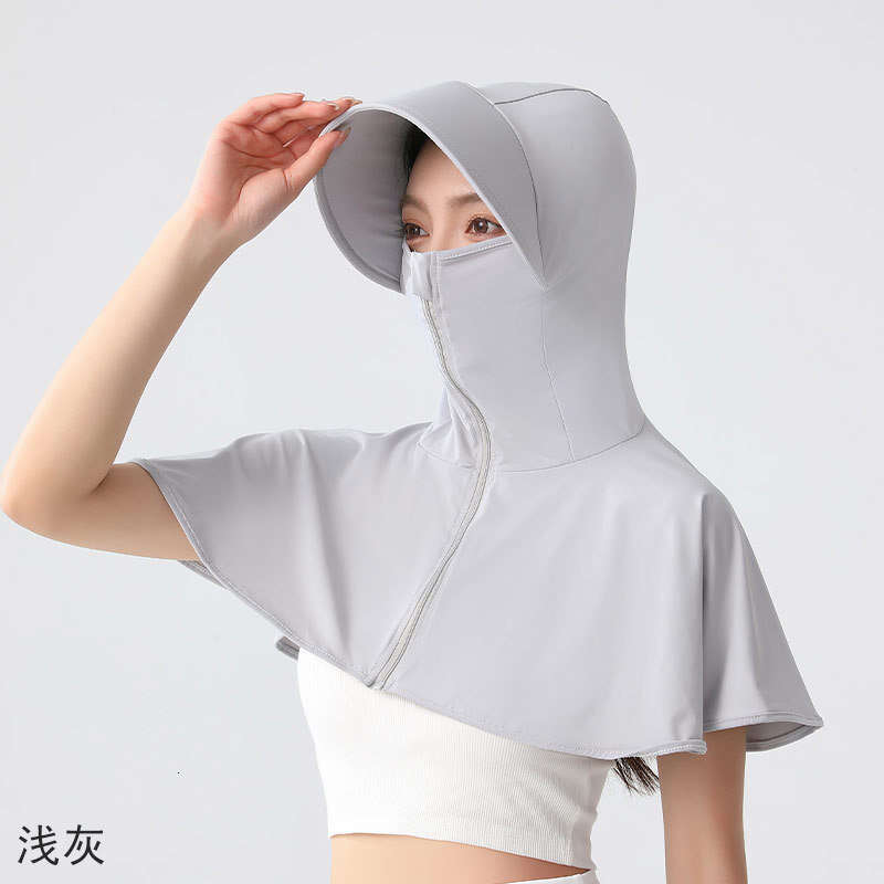 Designer Clothing 2025 Wide Brim Upf50+ Sun Mask Summer Women Ice Silk Face Cover Neck Guard UV Protection Large Shawl Hat Combo