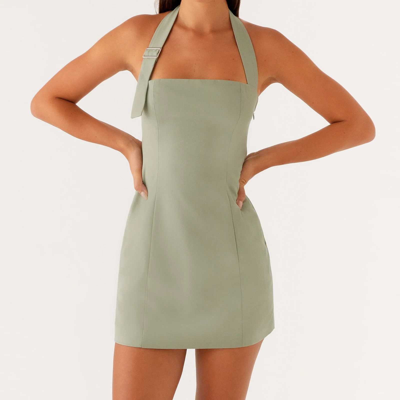 Summer Backless Women Halter Mini Dresses Slim Fit Sleeveless Bodycon Tank Dress with Adjustable Strap Party Club Sundress XJ250610