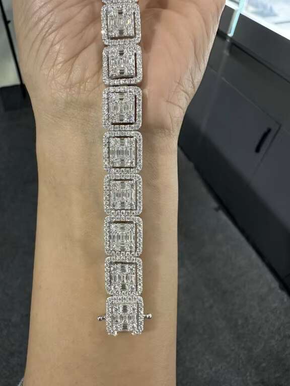 Luxury Customized 925VVS Moissanite Bracelet High Quality T Square Diamond Fashion Chain Link Bracelets