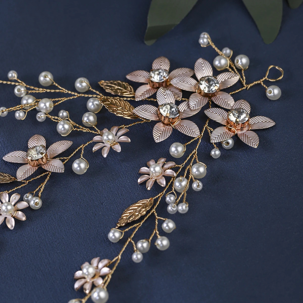 Handmade Blossom Headpiece Pearl Rhinestone Bridal Wedding Hair Bands Vine Metal Leaf Flower Headpiece Jewelry Hair Accessories 250610