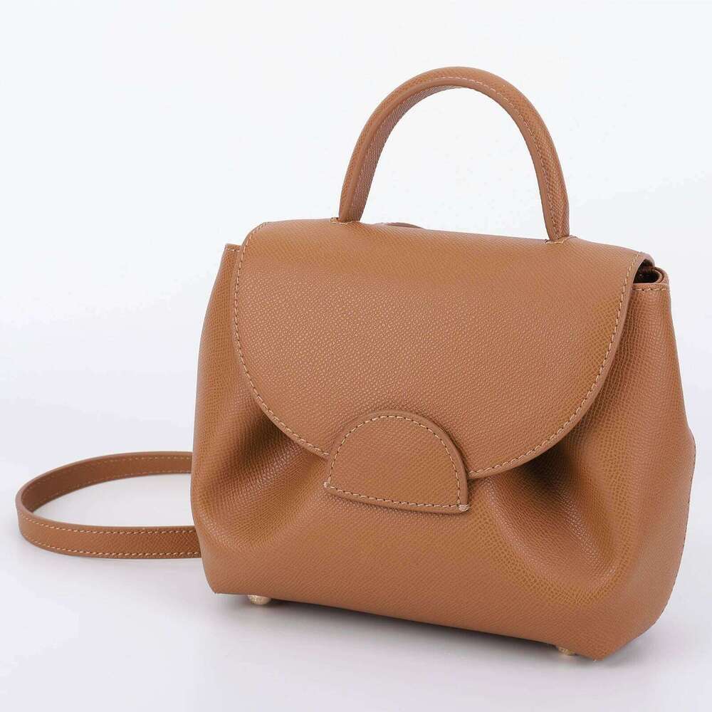 2023 French Cowhide Small Satchel Retro Trend Mini Crossbody Women Classic Solid Flap Top-Handle Bag Designer Handbag