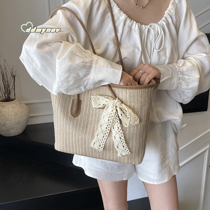 Trendy Fashion Large Capacity Straw Tote for Women 2025 New Casual Beach Vacation Shoulder Underarm Bag ddmynov