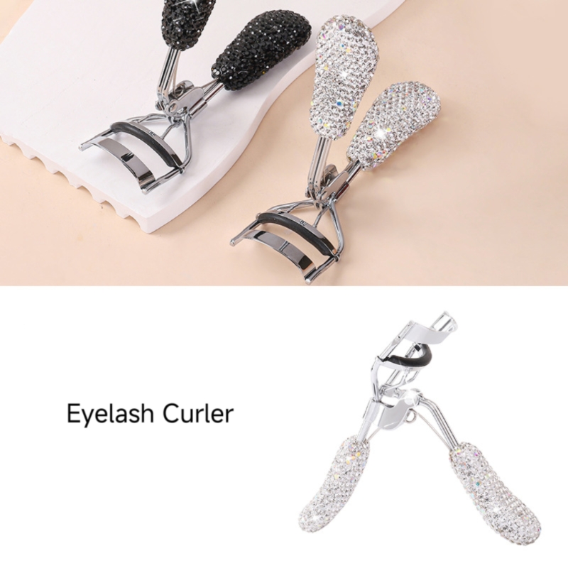 Wholesale Bling Rhinestone Eyelashes Curler Tweezer Portable Colorful Curling Eye Lashes Clip Cosmetic Beauty Makeup Tools
