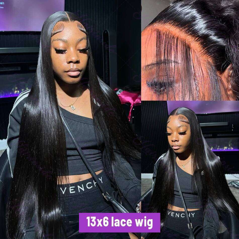 220 Density Bone Straight 13x4 Front Wigs 30 Inch Brazilian 13x6 13x7 HD Transparent Lace Frontal Human Hair Wig For Women