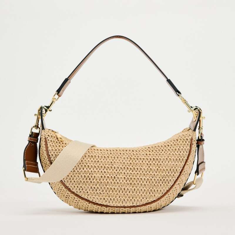 2025 New Women's Underarm Straw Half-Moon Small Beach Crossbody Bag Vacation Woven