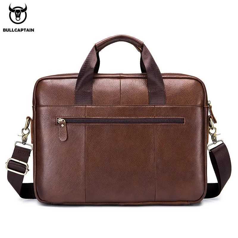 BULLCAPTAIN Mens Briefcase Mens Business Bags Can Be Used For 14-Inch Laptop Leather Shoulder Messenger Bags Office Handbag W250610