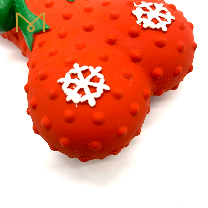 Christmas Rubber Bone Dog Toys Chinese Red Soft Cute Screaming New Natural Pet Wholesale Squeaky Latex Bone Dog Toys 8pcs/Pack