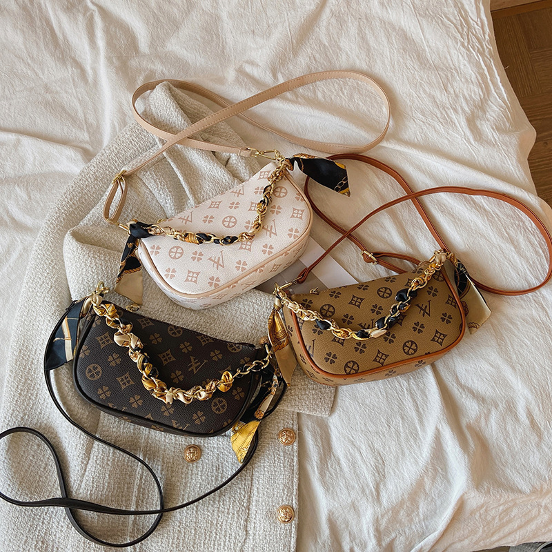 designer bag, retro texture, wide and floral women's bag, crossbody bag, trendy and fashionable casual, versatile chain bag, Free shipping