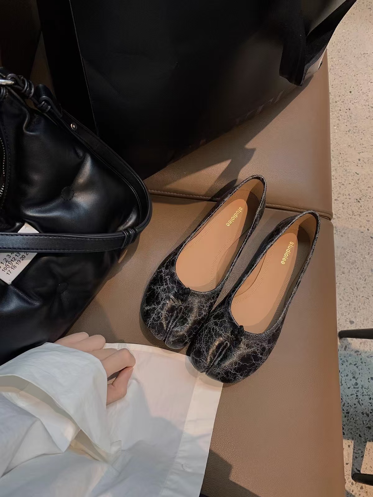 Tabis Black Ballets Flats Split Toe Mary Janes Plus Dress Loafers Ballerina Shoes Women Y250220