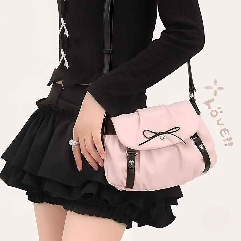 2025 New Pink Cute Girl Shoulder Fashion Versatile Bow Cloud Niche Texture Underarm Bag