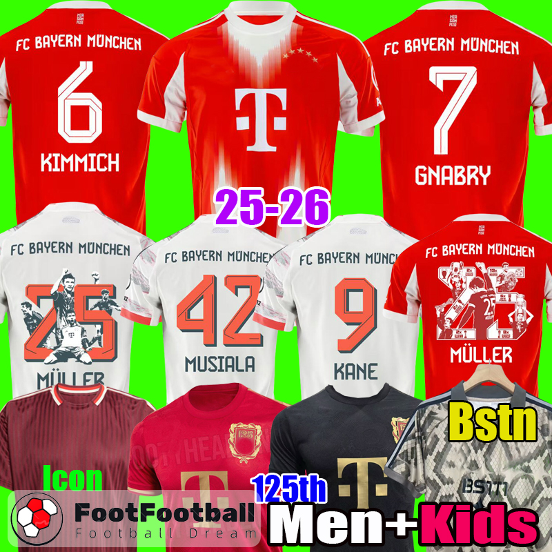 125th anniversary SANE KANE MUSIALA KIMMICH GNABRY bayernmunich jersey 25 26 football shirts 2025 2026 icon soccer jerseys men Kids kit set tops