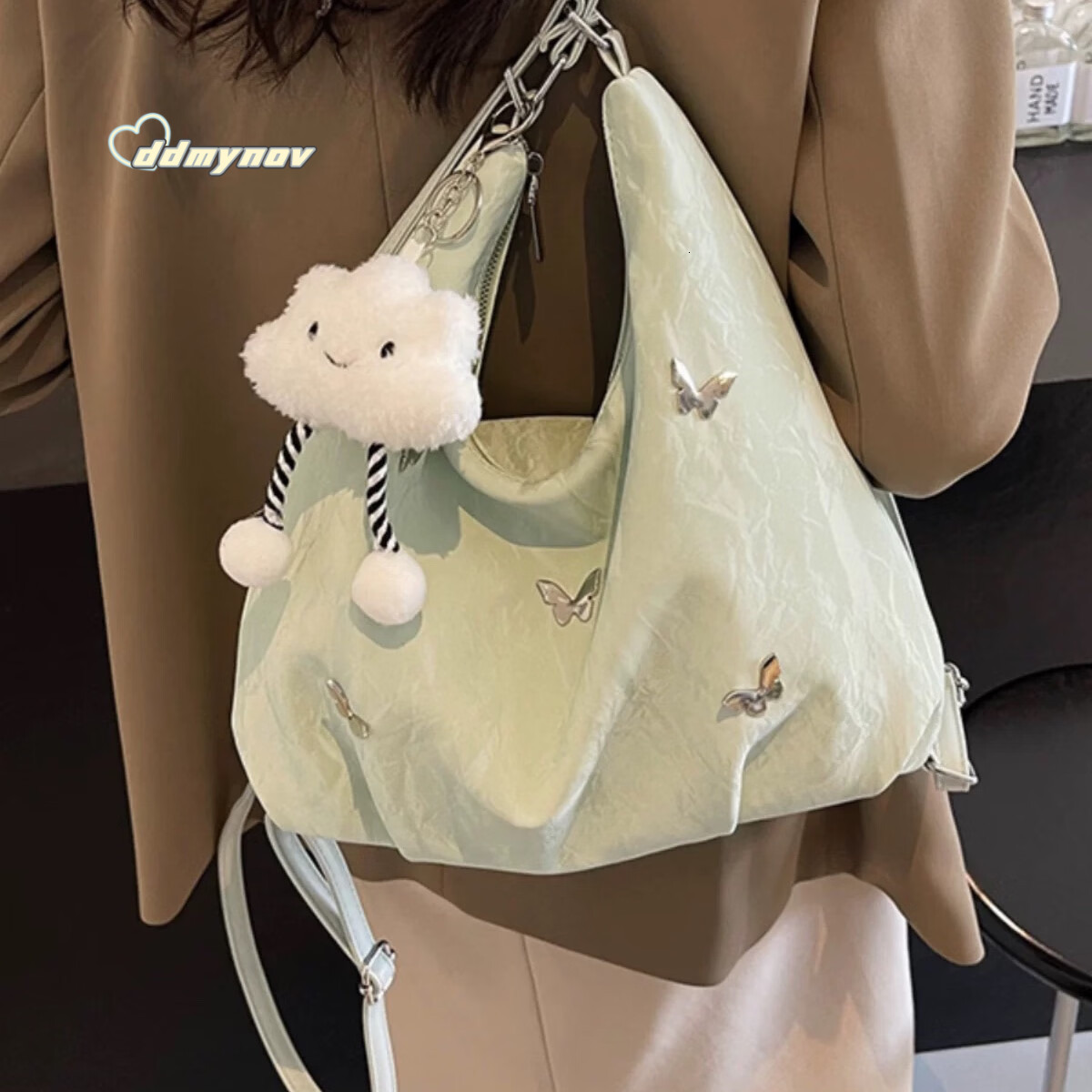 Women's Tote Casual Shoulder Korean Fashion Commuter Simple Versatile Crossbody Underarm Bag Handbag ddmynov