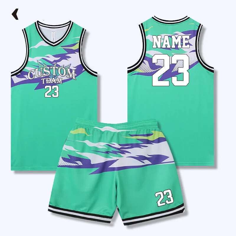 Custom Jersey Mesh Breathable Wear Training Uniform Design Green Color Basketball T Shirt For Men Gj-A1016