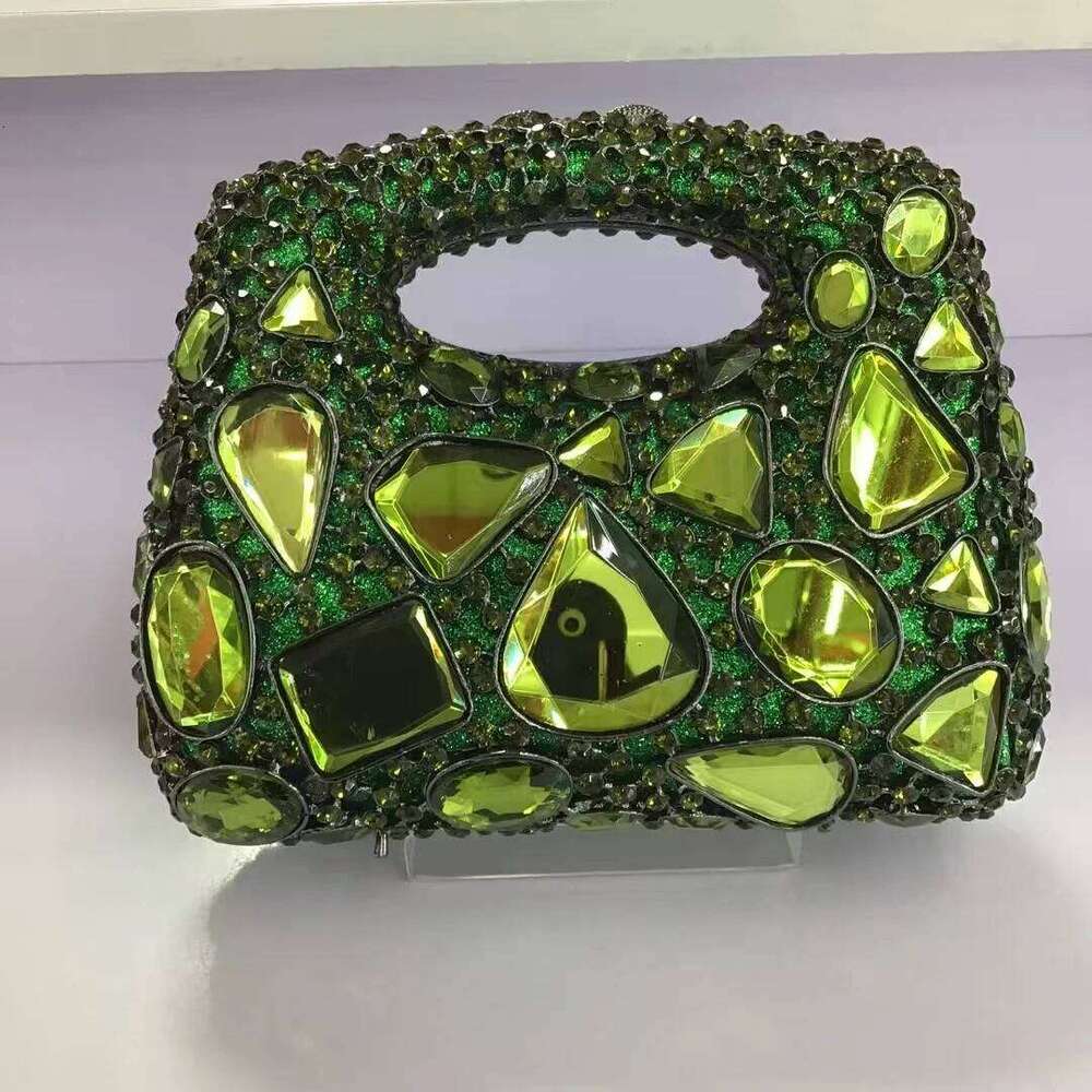 Women Green rhinestones Handbags Gold Stones Evening Purse Minaudiere Wedding Tote Bags Bridal Handbag Party Dinner Purses