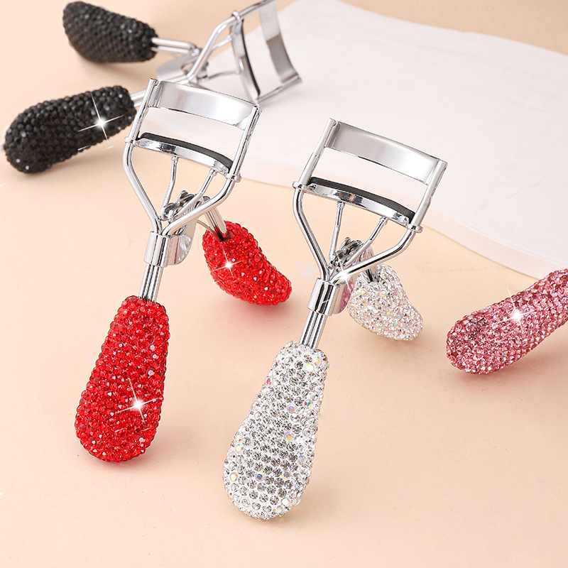 Wholesale Bling Rhinestone Eyelashes Curler Tweezer Portable Colorful Curling Eye Lashes Clip Cosmetic Beauty Makeup Tools