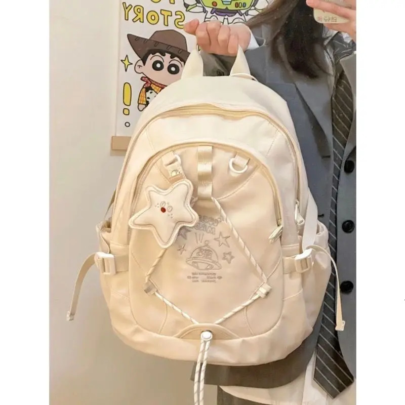 Miyagawa High School Student Backpack with Star Pendant Lightweight Backpack Sweet Fashion Preppy Style Backpacks 250606