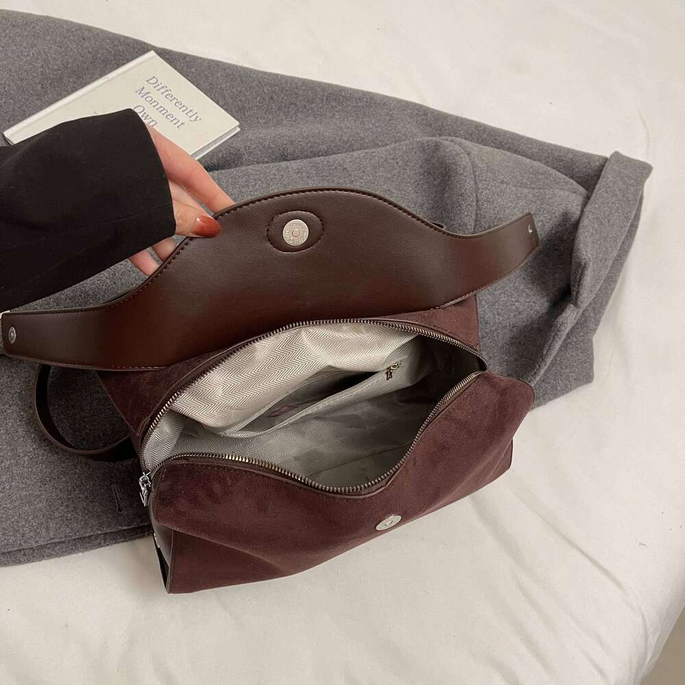 Womens Leather Handbag Designer Fashion Autumn Winter Big Boston Tote Soft Matte Suede Lady Versatile Shoulder Crossbody Bag