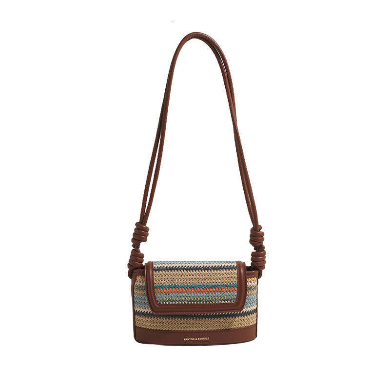 2024 Trendy Niche Style New Woven Handbag Small Square Simple Fashionable Shoulder Crossbody Bag GUHUISHU