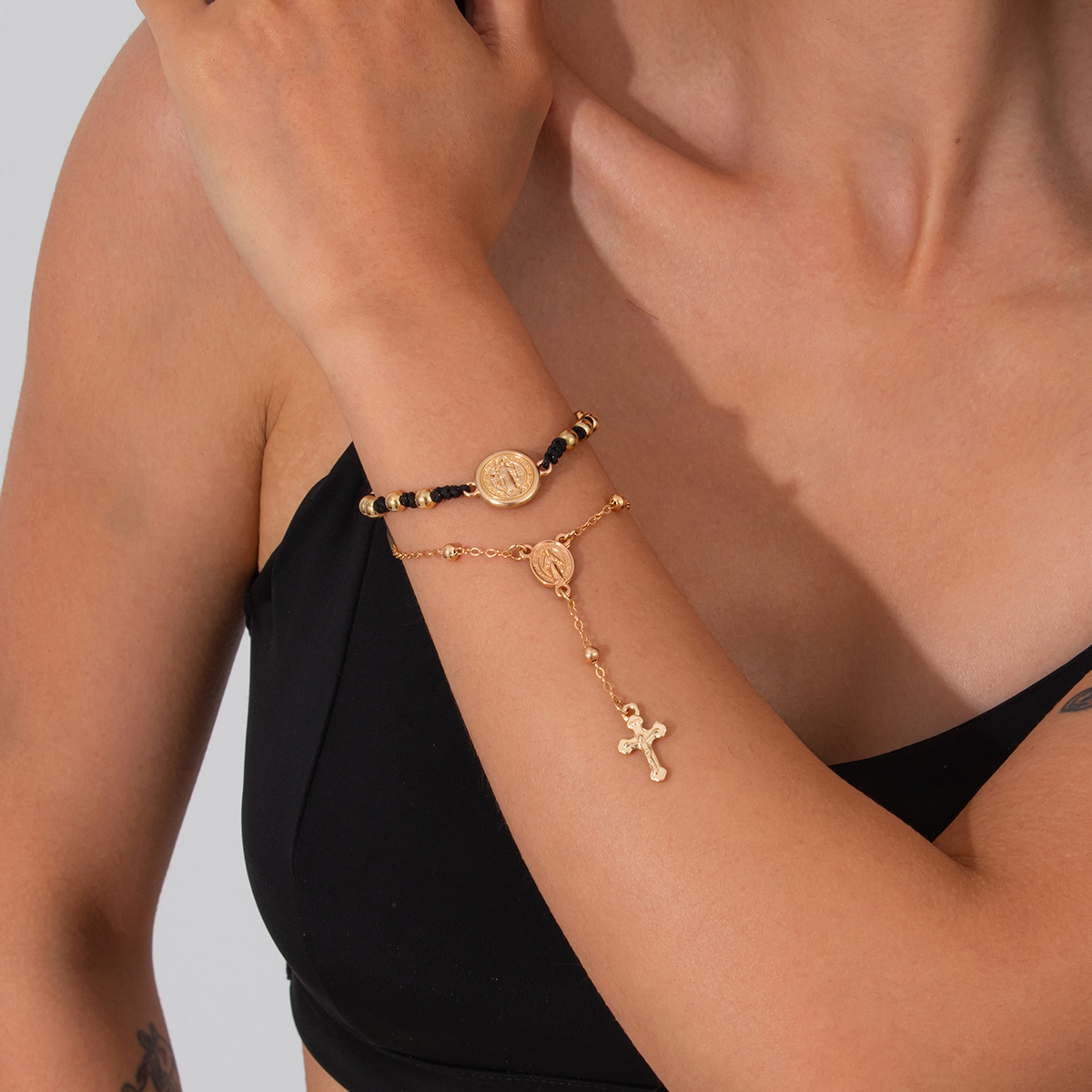 Ethnic Cross Tassel Bracelet Vintage Punk Layered Jewelry Women Bohemian Retro Handmade Fashion Accessories