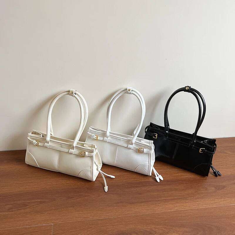LEFTSIDE Small PU Leather Underarm Bags For Women 2025 Y2k Summer New Trend Fashion White Shoulder Tote Bag Handbags And Purses