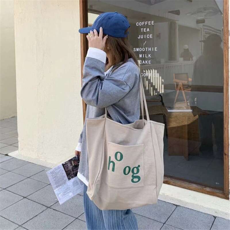 Artistic Ins Super Popular Canvas for Women, Single Shoulder Handbag, Large Capacity Shopping Bag, 2021 New Trend Simple Tote Bag