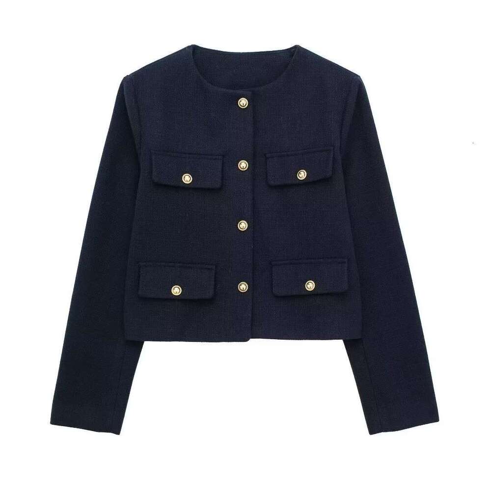 Autumn New Style Turn-Down Collar Decorated Round Neck Short Jacket3046278 B5