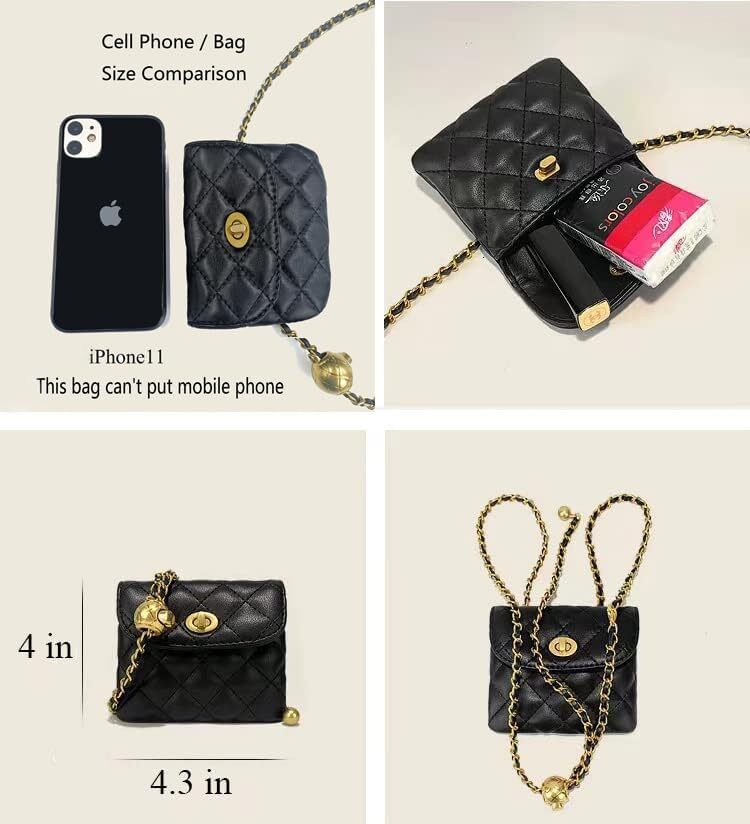BEMY Leather Chain Belt Bag for Women Black Crossbody Waist Purse Fanny Pack Fashion Evening Clutch Mini Handbag Detachable