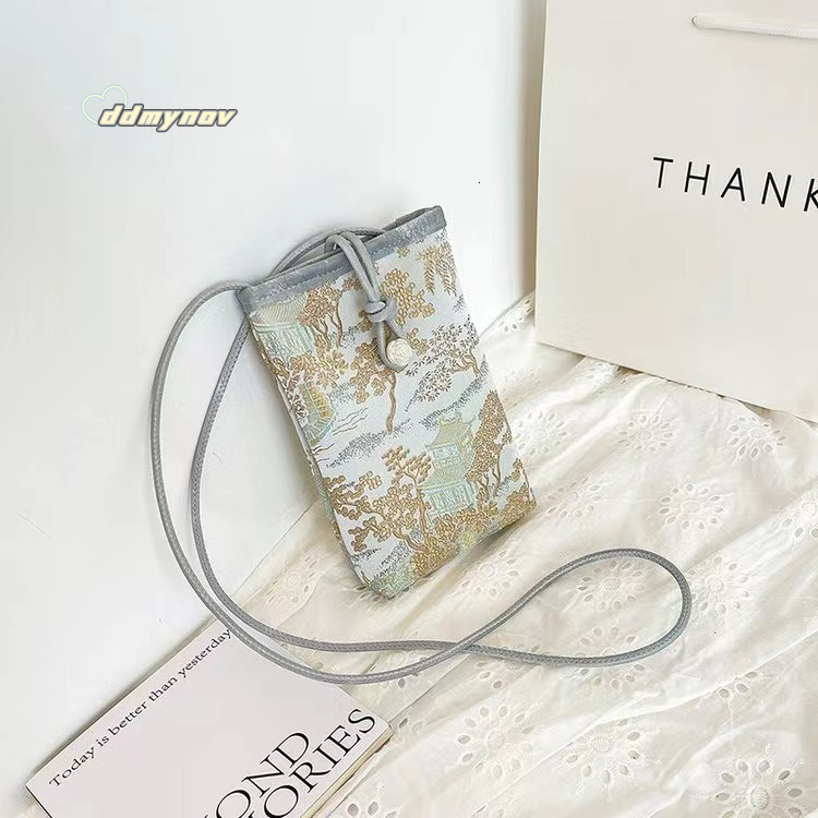 New Chinese Style National Trend Mobile Phone Small Women's Fresh Niche Single Shoulder Crossbody Bag Lightweight Coin Purse ddmynov